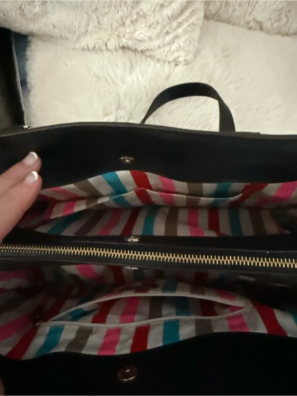 kate spade Black Structured Saffiano Tote with Gold Hardware